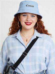 1顶十二生肖刺绣浅蓝色女式渔夫帽，透气遮阳休闲渔夫帽 - 淺藍 - 查看 5