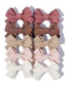 10pcs Bow Hair Clips, Non-Slip Vintage Side Clips, Suitable For Daily Wear And Holiday Gifts For Children - Brown - View 7