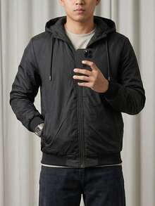 Men's Suede Jacket, Warm Lined Coat For Intense Cold Winters, Lined With Pockets - Black - View 6
