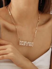 Dây chuyền tên đính kim cương theo yêu cầu, Dây chuyền tên lấp lánh, Dây chuyền cá nhân hóa, Dây chuyền tên vàng, Quà tặng Ngày của Mẹ, Quà tặng trang sức thiết kế riêng cho phái nữ - Dây chuyền kim cương nguyên khối kiểu 5 - Xem 5