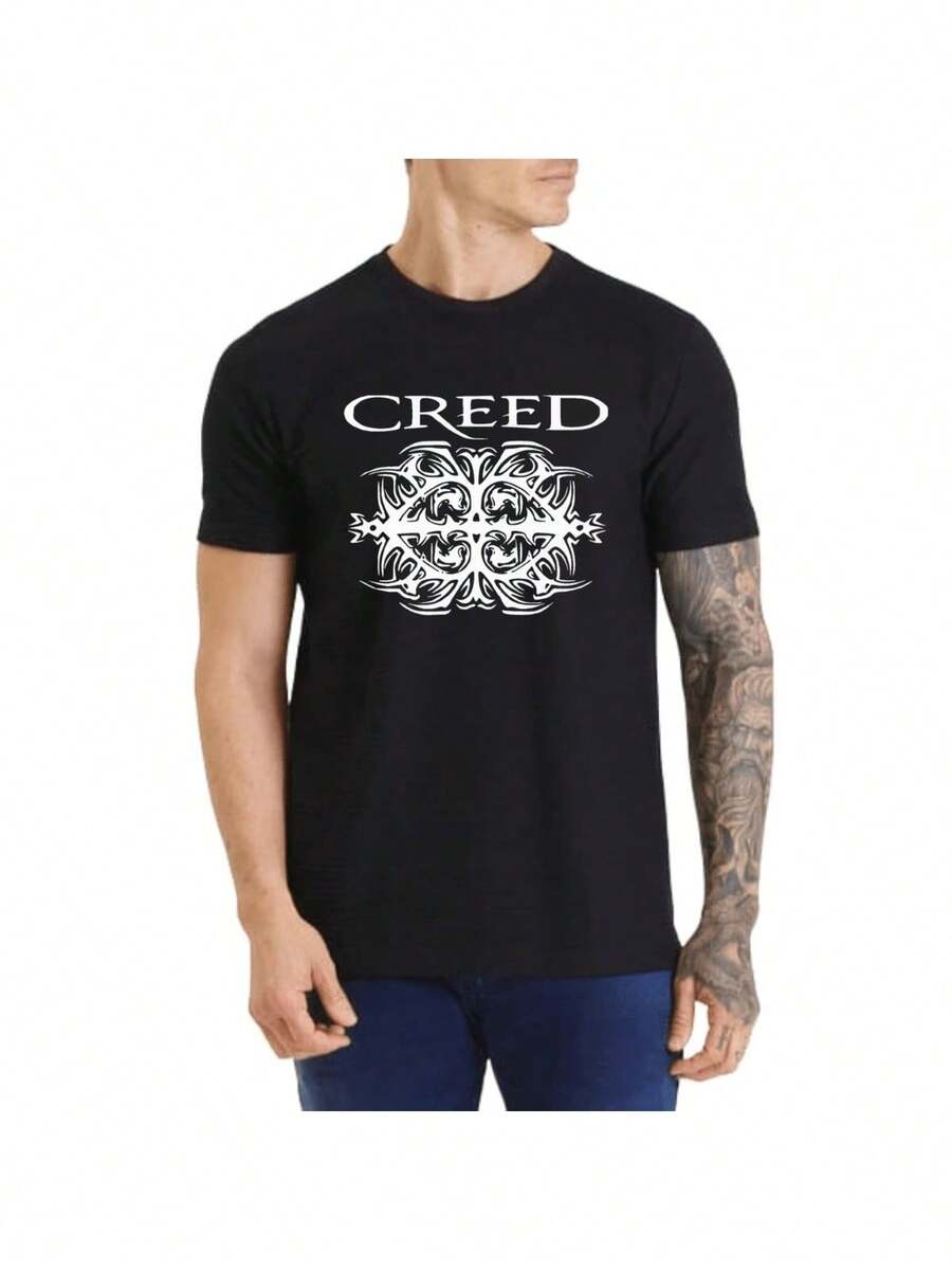 Camiseta Estampada Banda Creed Banda Classica Rock alternativo Blusa 100% Algodão Camisa Unissex - Preto - Visão 1