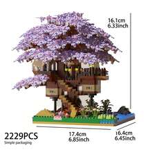 2229pcs Mini Particle Japanese Cherry Blossom & Peach Flower House Building Blocks, DIY Micro Particle Architecture Model, ABS Material Desktop Decor, Perfect Gift For Halloween/Thanksgiving/Christmas - Multicolor - View 8