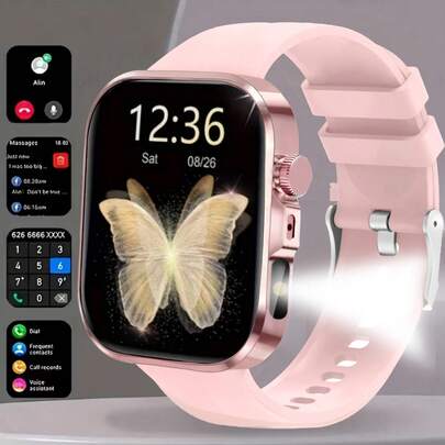 2.01" Full Touch Screen Smart Watch, LED Flashlight Design, Message, Call, Pedometer, Alert Notifications, Compatible With Android Phones, Fitness Tracker Smart Bracelet, Suitable Gift For Women And Men, Birthday Gift