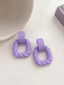 1 đôi khuyên tai vuông bện, thích hợp để đeo hàng ngày. - màu xanh lá - Xem 5