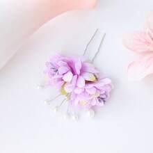 波西米亚风花朵珍珠发夹，新娘婚礼头饰，适合度假/旅行 - 彩色 - 查看 4