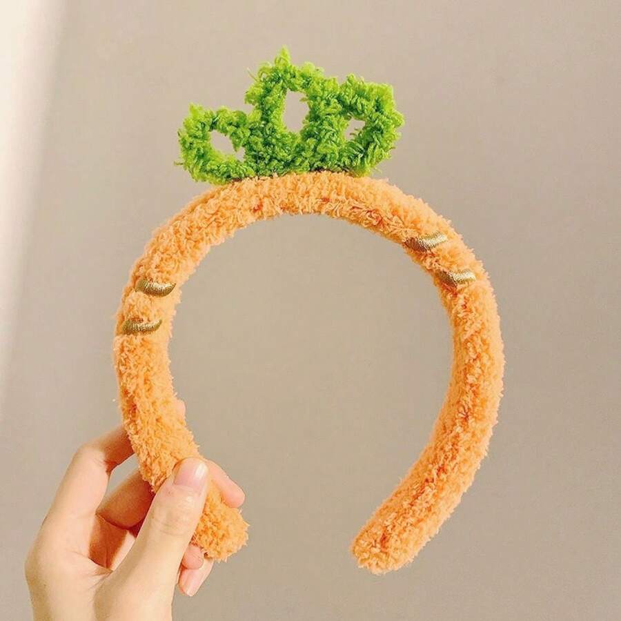1 pezzo Fascia per capelli creativa e carina a forma di carota, accessorio per capelli divertente con ciuffo di erba in peluche super adorabile, adatto per estate, vacanze, viaggi, festival, feste - Multicolore - Visualizzare 1