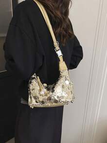 2026 New Arrival Unique Sequin Shoulder Handbag, Underarm Bag For Fashionable Women - Gold - View 4