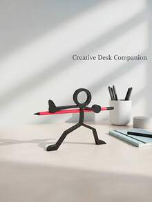 4 Styles Available Minimalist Human Shaped Pencil Holder, Including Pencil Stand, Pen Cup, Desktop Decor, School & Office Supplies, Stationery And Desktop Sculpture. Suitable For Students, Educational Institutions, Workplaces And Art Studios, Helps Keep Desk Organized. Excellent Gift For Birthday, Christmas And New Year - Multicolor - View 2