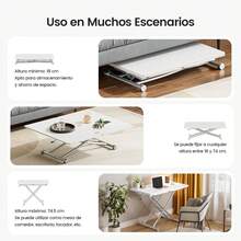 Extendable And Extendable Table, Functional Coffee Table For Kitchen, Dining Room, Living Room, Desk, Suitable For Dining Room With Small Space, Living Room, Kitchen, Study - White - View 6