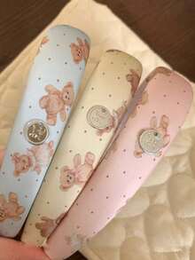 1 chiếc băng đô satin in hình gấu kiểu bé gái dễ thương, băng đô chấm bi Hàn Quốc đa năng, kẹp tóc dùng khi rửa mặt, thiết kế mới mùa xuân/hè. - Nhiều màu - Xem 2