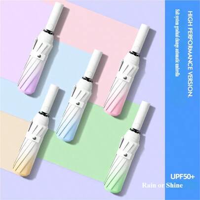 High-Value Gradient Sun Umbrella For Women, Sun Protection, UV Protection, Fully Automatic, Dual-Use Folding Umbrella For Both Sun And Rain, And Sunshade For Men.,Umbrella