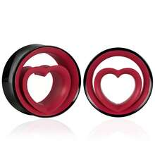 2件装闪亮情人节礼物不锈钢耳扩，可爱双色心形耳洞穿刺饰品女士派对耳环 - style-3 - 查看 12