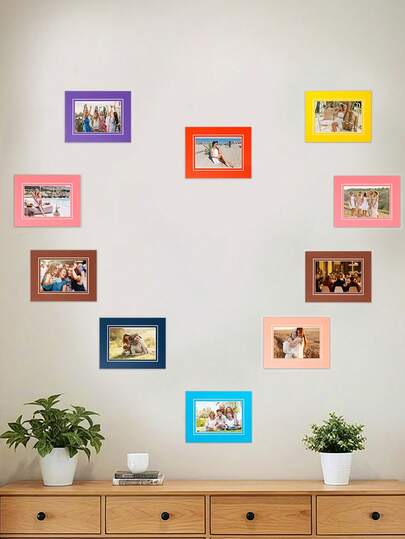 10pcs Thick Cardboard Photo Frames, Fit For 4x6 Inch Photos, DIY Home Decor Wall Frames With Adhesive, Perfect Gift For Family And Friends