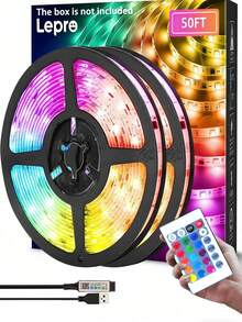 100ft Bedroom LED Light Strip, Smart RGB LED Lights Strips Controlled By App/Remote, Color Changing & Dimmable, Available In 1m/3 Meters/5m/10m/20m/50m, Suitable For Home, Party, Bedroom, Smart Device Control, Room, Home, Kitchen, Living Room, Holiday Party Decoration - Colored Light - View 2