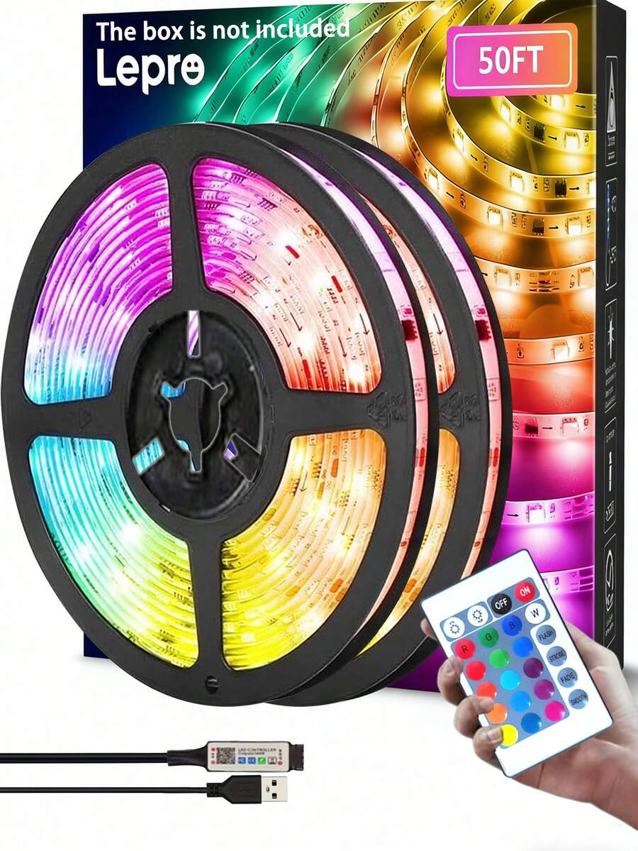 100ft Bedroom LED Light Strip, Smart RGB LED Lights Strips Controlled By App/Remote, Color Changing & Dimmable, Available In 1m/3 Meters/5m/10m/20m/50m, Suitable For Home, Party, Bedroom, Smart Device Control, Room, Home, Kitchen, Living Room, Holiday Party Decoration