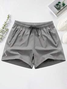 Pantalones cortos azules sencillos para uso diario de hombres QYK-917 - Gris - Ver 3