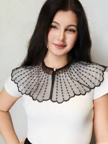1 chiếc cổ áo giả lưới thời trang đa năng dành cho nữ - màu đen - Xem 2