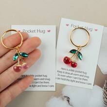 Móc khóa hình quả anh đào (1/2 chiếc) kèm thiệp động viên, quà tặng Ngày Nhà giáo, Mẹ, Bạn gái, Bạn bè, quà cảm ơn, mặt dây chuyền kim loại thanh lịch, thích hợp cho sinh nhật, tiệc tùng, họp mặt, đám cưới, lễ tốt nghiệp và mọi dịp. - Nhiều màu - Xem 6