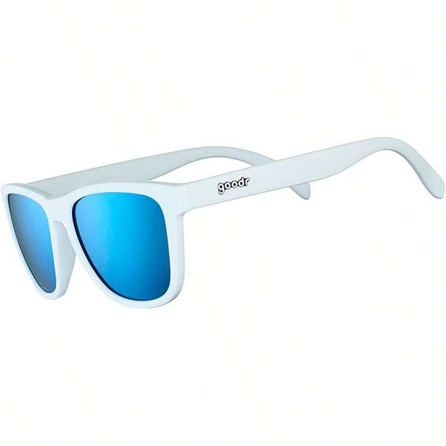 Polarized Sunglasses For Men Women, Medium Sized (OG), White Solid Frame With Blue Mirrored Reflective Lens, UV400 Protection, No Slip, No Bounce - Mặc định - Xem 1