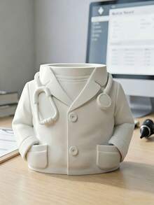 3D Medical Scrub Uniform Creative Pen Holder, Cute White Office/Hospital/School Medical Staff Gift Stationery Storage Box For Pens, Pencils, Etc. - A - View 7