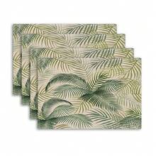 2/4/6pcs Green Palm Leaf Placemat,12.5*16.5 Inch Machine Washable Rectangular Table Mats Perfect For Kitchen And Dining Room Decor, Holiday Celebrations, And Countertop Decoration - Green - View 5