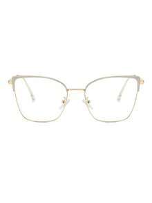 1 Cặp kính mắt mèo gọng kim loại màu trắng sữa và vàng dành cho nữ, kiểu dáng thanh lịch, mềm mại, tôn dáng khuôn mặt, đa năng, tròng kính trong suốt. - Gạo Bạch kim - Xem 3
