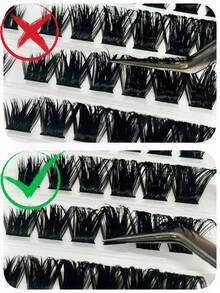 10 Rows/120pcs Densely Packed Eyelash Clusters, 160D Lash Box Capacity, Curled Cluster Lashes For Extension, Dramatic Lashes, Lash Clusters, Suitable For Beginners, Create Voluminous Curled Alluring Lashes, Lash Clusters, Individual Lashes, False Lashes, Mixed Lengths, Cat Eye Dramatic Wet Look Reusable Individual Segment Lashes, Soft DIY Lash Extension For Home Use - Black - View 6