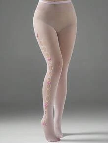 Women's Sweet & Sexy Pink Bow Decor Cutout Fishnet Stockings, High Stretch Mesh Pantyhose For Y2K Outfit - Pink - View 4