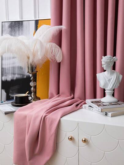 1 tấm rèm cửa bằng vải rayon màu trơn hiện đại, thiết kế có khe luồn thanh treo, phù hợp cho phòng khách và phòng ngủ - Rèm mỏng và cản sáng, rèm phòng khách, rèm phòng ngủ.