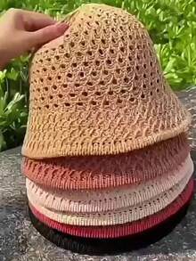1 chiếc mũ chống nắng mùa xuân hè khoét lỗ, kiểu mũ xô Bohemian, và mũ len rộng vành thoáng khí. Chống tia UV, thời trang đa chức năng, giúp khuôn mặt trông nhỏ hơn. - Nhiều màu - Xem 4