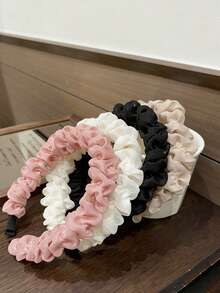 Black Ruched Headband Women, Silk Scrunchie Hair Hoop, High Puff Hairband, Mother's Day Easter Gift, Fashion Hair Accessory - Beige - View 4