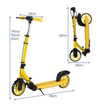 COSTWAY Foldable Scooter W/ 2 Light-Up Wheels, 3-Height Adjustable Handle, Rear Brake, Kickstand, Lightweight Aluminum Frame, Anti-Slip Deck For Adults, Yellow/Red - Yellow - View 3
