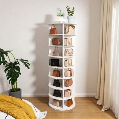 Rotating Shoe Rack, 8-Tier Rotating Shoe Rack, Stand-Alone 360° Rotating Shoe Rack, Holds 32 Pairs Of Shoes (8 Tiers, White)