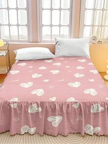 Juego de falda de cama con volantes con estampado floral rosa, falda de cama con volantes con estampado de tulipanes rojos, material de microfibra suave apto para colchones Queen/King/Twin/Full, decoración estética para el dormitorio - Multicolor - Ver 10
