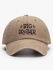 1pc Vintage Washed Baseball Cap With Letter Print "Brother", Adjustable, Breathable, Casual Soft Curved Brim Sun Hat, Unisex, Dad Hat For Spring And Summer - A - View 10