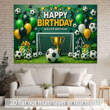 2D Piatto 1 pezzo Sfondo in Poliestere per Compleanno di Calcio per Ragazzi, Palloncino Trofeo Porta da Calcio, Sfondo Fotografico con Silhouette Sportiva, Uso Interno/Esterno, Perfetto per Festa di Compleanno a Tema Calcio per Ragazzi, Celebrazione di Compleanno per Appassionati di Sport, Decorazione Tavolo dei Dolci, Fotografia di Compleanno, Disponibile in Più Dimensioni - A - Visualizzare 8