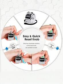 Metal Handheld Counter, 4-Digit Pure Mechanical Counter (0-9999), Battery Free, One Key Counter, Digital Counting, Portable Dynamic Clicker/Timer, Diamond Threaded Metal Knob, Suitable For Golf Training, Sports Training Activity Management, Inventory Management, Outdoor Toys - Multicolor - View 5