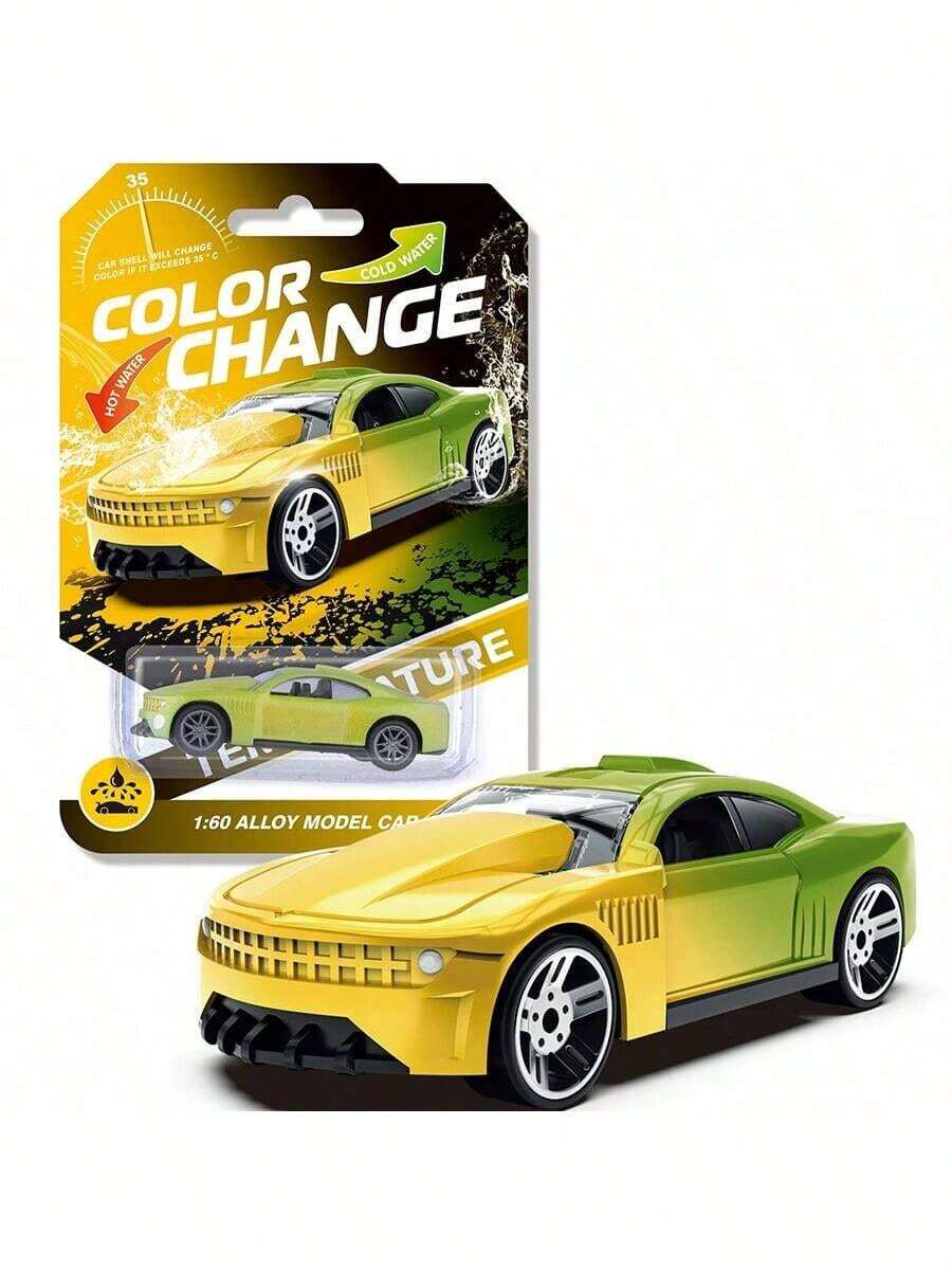 1pc High-Quality Alloy Car Model, Temperature Sensitive Color Changing Inertial Racing Car, Turns Color In 35°C Water, High-Quality Wear-Resistant, Suitable For Teenagers/Adults, Home Decor, Desktop Ornament, Perfect Birthday/Valentine's/Holiday Gift, Toy Vehicle With Multiple Color Changing Designs