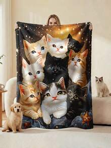 1件卡通动物爪印法兰绒宠物毯，四季通用宠物毯，柔软防滑法兰绒材质，可用作床垫或毯子，可机洗，适合小型/中型/大型犬猫 - 120*150 - 查看 7