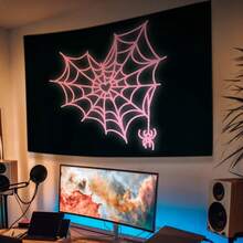 1pc Local 1pc Cute Pink Spider Web Heart Tapestry: Stylish Wall Decoration - Ideal For Bedroom, Home Office | Long-Lasting Wrinkle-Free Tapestries | Soft Peach Skin Material | 100% Polyester | Gift Tapestry - Multicolor - View 4