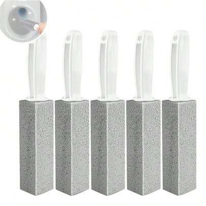 Bộ 5 viên đá bọt vệ sinh có tay cầm, hiệu quả trong việc loại bỏ cặn vôi cứng đầu và vết bẩn đen, thích hợp để làm sạch bồn cầu, bồn tắm, bếp, vỉ nướng, bể bơi và bồn rửa trong nhiều trường hợp khác nhau.