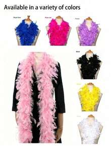 Colorful Feather Scarf, Faux Turkish Feather Scarf, Decorated With Fluffy Marabou Feather Trim, Suitable For DIY Crafts, Clothing, Hat Accessories, Christmas Tree Decoration, Wedding Decoration, Bouquet Wrapping, Concert And Home Decor, Dance Wedding, Stage Performance, Carnival Costume And Accessories, Party Supplies, Ideal For Tea Party And 80s Fashion Decor, Suitable For Women And Girls (Handmade, Feathers May Shed Slightly) - Multiple Styles - View 4