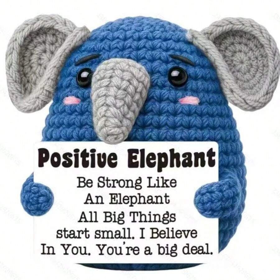 1pc Elephant Mini Fun Crocheting Elephant Gifts–Cute Handmade Inspirational Gifts Suitable For Men, Women, Teenagers, Friends And Colleagues–Interesting Desktop Decorations For Birthdays, Graduation Ceremonies And Offices. - Multicolor - View 1