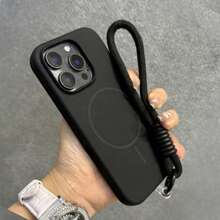 Móc khóa, dây đeo điện thoại silicon mềm cao cấp có nam châm, tương thích với iPhone 17 Pro Max/17/16/15/14/13/12/11 Pro Max Plus, hỗ trợ sạc không dây từ tính, ốp bảo vệ chống sốc. - màu đen - Xem 1