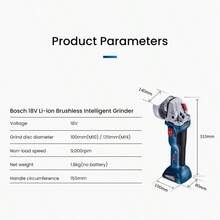 bosch GWS 18V borstlös 4,9" professionell vinkelslip, max 9000 varv/min, verktygslöst skydd, mjukstartsfunktion, skydd mot oavsiktlig start, elektronisk broms (batteri och skiva ingår ej) - Multifärgad - Visa 9