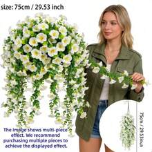 2/4 Bouquets Of Artificial Flowers - Morning Glories - Lifelike Flowers - No Maintenance Required - UV-Resistant Artificial Hanging Flowers, Artificial Lifelike Flower Plants, Suitable For All-Season Outdoor Decoration. Artificial Hanging Flowers Are Ideal For Weddings, Home, Office, Garden, Birthday, Anniversary, Festival, Halloween, Christmas Decoration. - Đơn sắc đậm đặc-4 - Xem 1