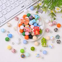 38pcs Funny Dinosaur Silicone Bead Set, Colorful 3D Dinosaur Animal Beads, DIY Creative Bracelets, Necklaces, Bag Charms, Keychains And Craft Decorations - Multicolor - View 2