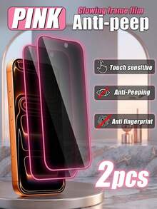 Bộ 2 miếng dán màn hình chống nhìn trộm viền hồng, có đệm khí, phát sáng trong bóng tối, chất liệu kính cường lực độ cứng cao, chống trầy xước và va đập hàng ngày, bề mặt mịn, chống nước và chống bám vân tay, bảo vệ quyền riêng tư, tương thích với iPhone 17, 17e/Pro Max, 16 Pro Max, 15 Pro Max, 14 Pro Max, 13 Pro Max, 12 Pro Max, 11 Pro Max, 17 Pro, 16 Pro, 15, 14, 13, 12, 11 và nhiều hơn nữa. - Hồng - Xem 26