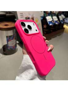 奢华亮面荧光液态硅胶手机壳，兼容 17 Air、16、15、14、13、12、17 Pro Max Plus，带磁吸软盖 - 螢火玫 - 查看 3