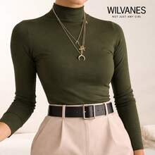 Cacharrel Sweater Blouse With Long Sleeves And High Neck - Women's Elegance Fashion - màu xanh lá - Xem 1